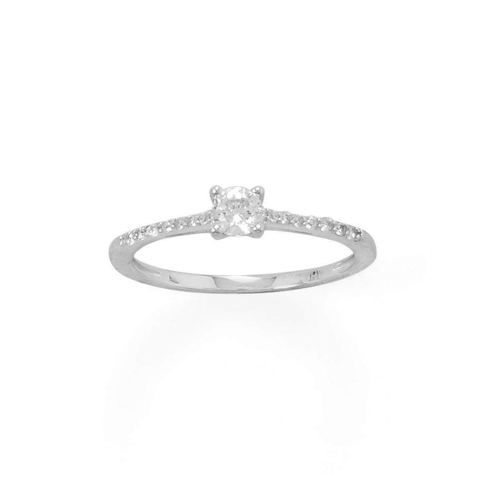 Petite Rhodium plated Sterling Silver CZ Band